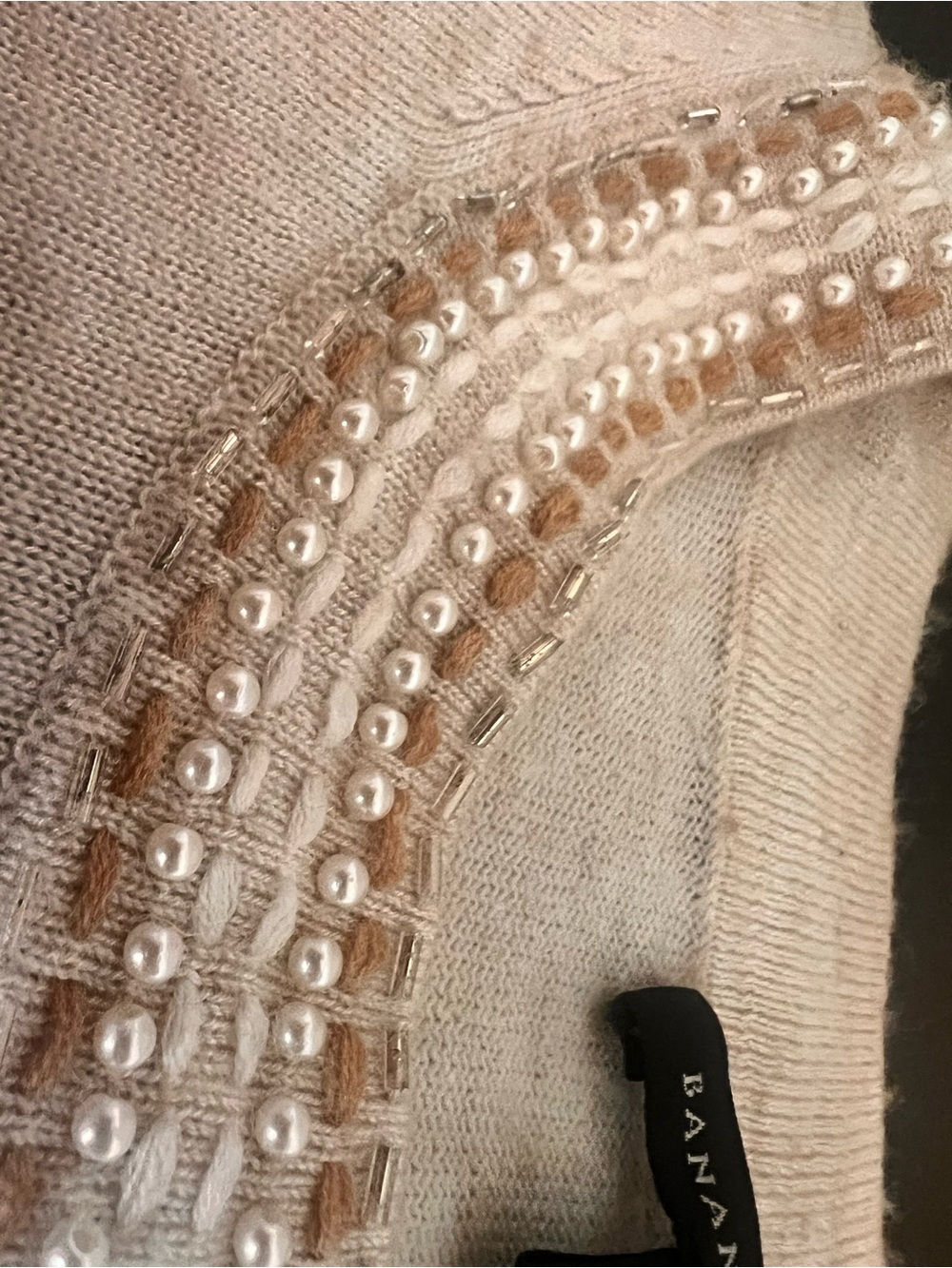 Banana Republic Cream Beaded Crewneck Sweater 🐝 - Picture 5 of 10